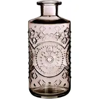 Ideas 4 Seasons Ideas4seasons Bloemenvaas/flesvaas Berlin - met motief - helder glas - smoke grijs - D9 x H21 cm - Vazen