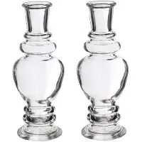 Ideas 4 Seasons Bloemenvaas Venice - 2x - voor kleine stelen/boeketten - gekleurd sierglas - helder transparant - D5.7 x