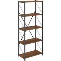 Soof&Tess Boekenkast -Walnut -Opbergrek Met 5 Planken -Woonkamer -Slaapkamer 32 x 60 x 150 cm -Walnut / Zwart