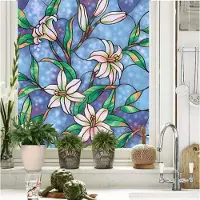 Homewell Raamfolie HR++ 45x300 - Isolerend & Zonwerend - Anti inkijk - Statisch - Glas in Lood Orchidee