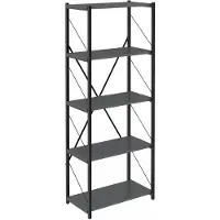 Soof&Tess Boekenkast, Walnut, Opbergrek Met 5 Planken, Woonkamer, Slaapkamer 32 x 60 x 150 cm, Antraciet / Zwart