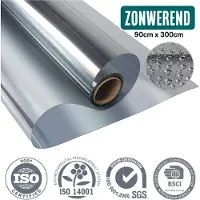 Homewell Zonwerende HR Raamfolie 90x300cm - Statisch Isolerende folie met Spiegeleffect - Zilver (incl. Rakel)
