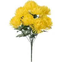 Louis Maes Kunstbloemen boeket crysanten met bladgroen - geel - H45 cm - Sierbloemen - Kunstbloemen