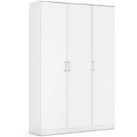 Interiax Kledingkast 'Amelie' – 3 Deuren, 1 Hanger & 4 Legplanken Wit 180x120x54 cm