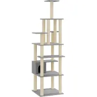The Living Store De Living Store krabboom met sisal krabpalen, lichtgrijs, 183 cm