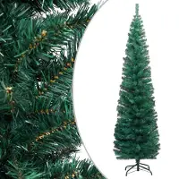 The Living Store Kunstkerstboom, slank model met voet, groen, 240 cm, PVC