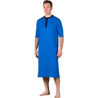 4Care Nachthemd achter open - Ziekenhuiskleding patiënt - Zorg nachthemd- Blauw - S