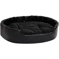The Living Store Living Store hondenbed, zwart, 90x79x20 cm, met pluche en kunstleer