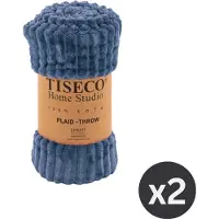 Tiseco - Deken RIBBLE - SET/2 - microflanel plaid - 130x160 cm - blue stone