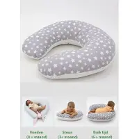 MorDesign Voedingskussen met hoes van 100% katoen / Dubbelzijdig borstvoedingskussen / Babysetkussen / Voedingskussen ergonomisch / Öko-Tex Standard 100