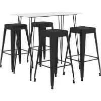 The Living Store Barset - Barsets - Bar Set - Bar Sets - 5-delige Barset wit en zwart