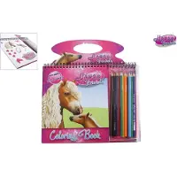 Toys Amsterdam Kleurboek/Schetsboek Paarden - Inclusief Paarden Stickers, Paarden Sjablonen en Potloden