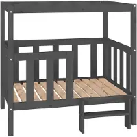 The Living Store Living Store hondenbed, grijs, 105,5 x 83,5 x 100 cm, massief grenenhout