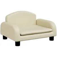 The Living Store Hondenbed Deluxe - 50x40x30 cm - Crème - Kunstleer
