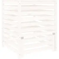 The Living Store Compostbak Grenenhout - Grote Inhoud - Praktisch Deksel - Gelat Ontwerp - Wit - 82.5 x 82.5 x 99.5 cm