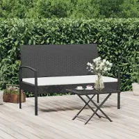The Living Store De Living Store tuinbank met kussen, zwart, 105 cm, van polyrotan