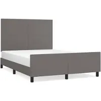 The Living Store Bedframe - Bedframes - 203 x 146 x 118/128 cm - Kunstleer - Grijs - Verstelbaar