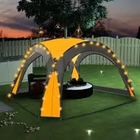 The Living Store De Living Store partytent met LED-verlichting en 4 zijwanden, afmetingen 3,6x3,6x2,3 meter, kleur geel