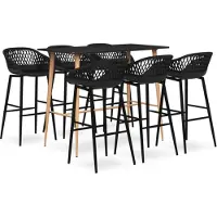 The Living Store Eetkamerstoel - Bartafel - 7-delige Barset zwart - Salontafel - Loungehoek - Meubels