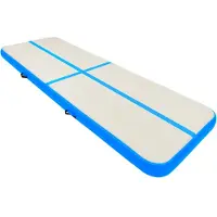 The Living Store Opblaasbare Sportmat - Grote en professionele mat - Schokabsorberend - 400 x 100 x 20 cm - Grijs/Blauw