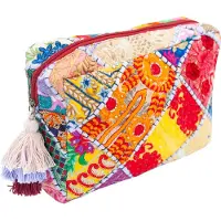 My Own Filo Toilettas Patchwork - multi-color print - Ook te gebruiken als clutch - uniek design - met fancy tassel - groot formaat