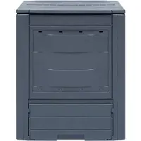 The Living Store Compostbakken Rattan-look - 60 x 60 x 73 cm - 260 L - Grijs - Kunststof