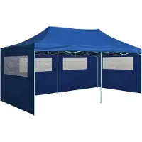 The Living Store De Living Store Profi-Partytent, inklapbaar, met 4 zijwanden, 3x6 meter, staal, blauw