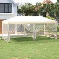 The Living Store De Living Store partytent, inklapbaar met zijwanden, crème kleur, 3x6 meter