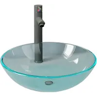 vidaXL Badkamer Wastafelset - Rond - Gehard glas - 42x14 cm - Transparant/grijs - Wastafel