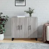 The Living Store Dressoir - Modern - Meubel - 90x34x80cm - Grijs sonoma eiken