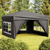 The Living Store De Living Store partytent, inklapbaar met zijwanden, antraciet, 3x3 meter