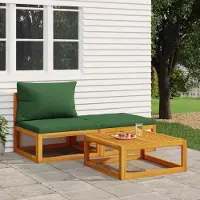The Living Store Lounge Set - Tuinlounge - 3-delige Loungeset met kussens massief acaciahout - Acacia Hout - Buitendecoratie - Loungebank