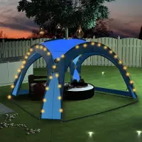 The Living Store De Living Store partytent met LED-verlichting en 4 zijwanden, afmetingen 3,6x3,6x2,3 meter, blauw