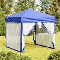 The Living Store De Living Store partytent, inklapbaar met zijwanden, blauw, 2x2 meter