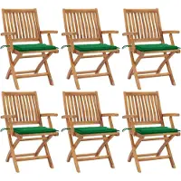 The Living Store Tuinstoelenset - Teakhout - Groen kussen - 56x58x88 cm