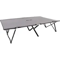 The Living Store Lounge Bed - Ligbed - Ligbed 2-persoons inklapbaar staal grijs - Buitendecoratie - Tuinset - Relaxstoel
