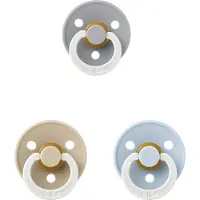 BIBS fopspeen 0-6 maand set Glow 3 stuks Cloud Glow,Vanilla Glow en Baby Blue Glow maat 1