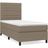 vidaXL Boxspring met matras stof taupe 100x200 cm