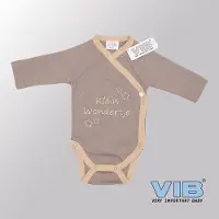 Vib - Rompertje (overslag) Luxe Katoen - Klein Wondertje (Bruin) - Babykleertjes - romper - rompertjes - rompertjes met tekst - baby cadeau - baby aankondiging - overslagromper