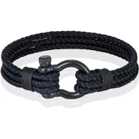 Mendes Triple Rope Armband Boegbeugel - Zwart-21cm