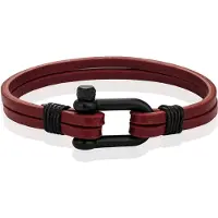 Mendes Dubbele Lederen Band - D-Shackle Red Wine-23cm