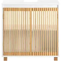 SoBuy Meuble sous Lavabo Bambou Blanc 60x33x60 cm
