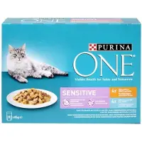 Purina 2x ONE Katten natvoer Sensitive met Kip & Tonijn Wortelen, Multipack 8 x 85g