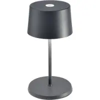 Zafferano Olivia mini 3K tafellamp grijs 3K, dimbaar, alu / grijs / zink, Woon-/ Eetkamer, Aluminium, Modern
