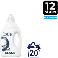 Neutral Vloeibaar Wasmiddel Zwart 1 liter - Voordeelverpakking 12 stuks