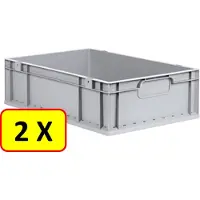 Allit 2 x Euronorm stapelbak transportkrat H17 - 60x40x17 cm - grijs