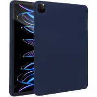 Accezz Liquid Silicone Backcover met penhouder voor de Apple iPad Pro 12.9 (2022) / Pro 12.9 (2021) / Pro 12.9 (2020) - Donkerblauw