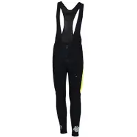 Onda Fietsbroek lang met bretels waterproof heren Zwart Fluo - Laurent Jalabert - XS