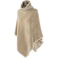 Tiseco HOME STUDIO - Poncho met kraag - CHENILLE - Unisex - 100% polyester - Zand