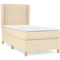 vidaXL Boxspring met matras stof crèmekleurig 90x200 cm